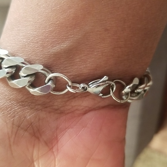 Mens Stainless Steel Cuban Link Bracelet 8mm X 8.5" Excellent Condition - Picture 8 of 9